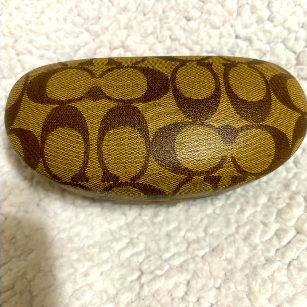 Preloved Beautiful Coach Brown & Tan Signature Eyeglass Case